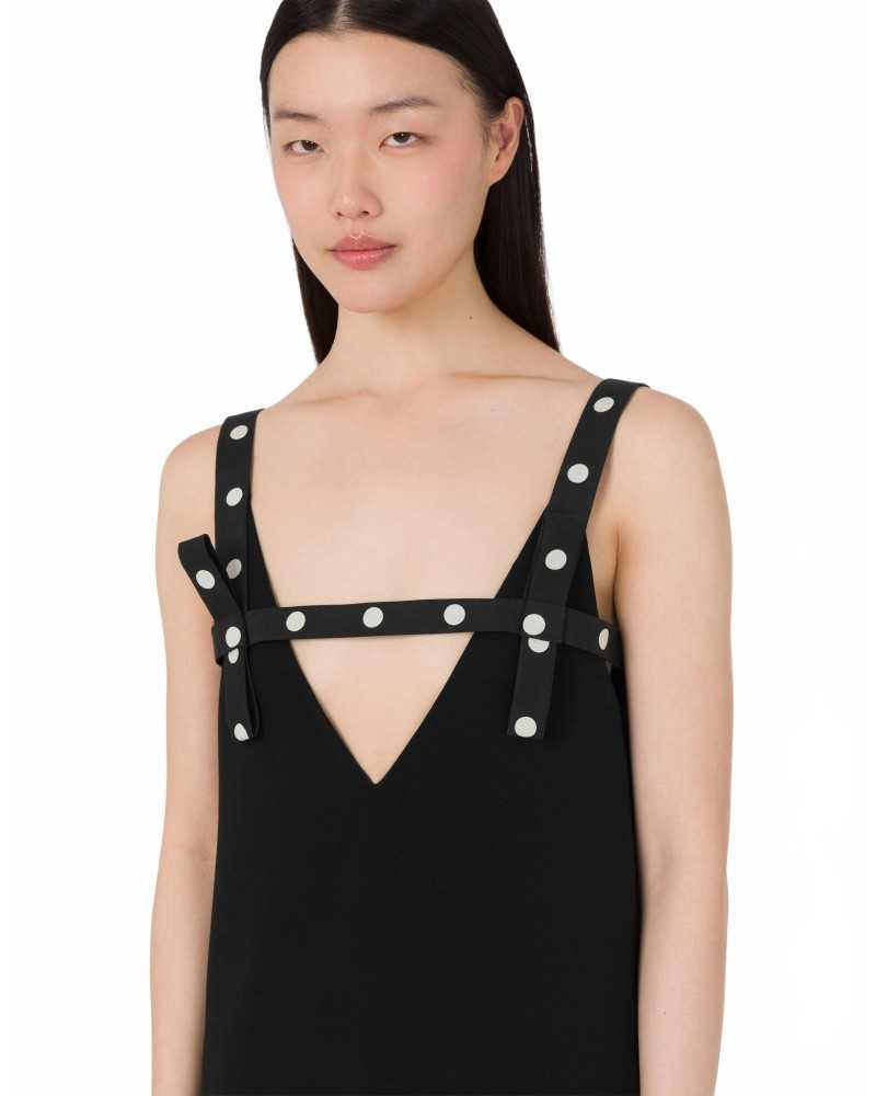 Ruffle Dress With Dotted Details - Moschino - Black Ruffle Dress With Dotted Details - Moschino - Black