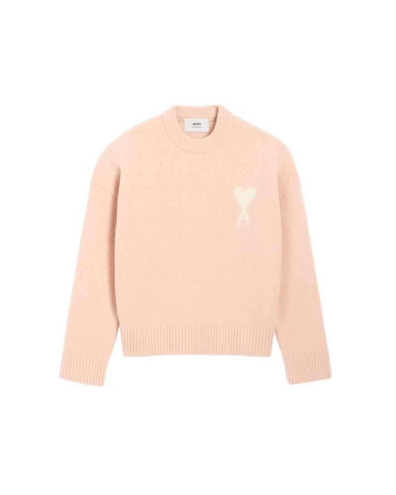 Ami De Coeur Round Neck Sweater - Ami - Powder / Ecru Ami De Coeur Round Neck Sweater - Ami - Powder / Ecru