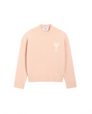 Ami De Coeur Round Neck Sweater - Ami - Powder / Ecru Ami De Coeur Round Neck Sweater - Ami - Powder / Ecru
