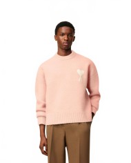 Ami De Coeur Round Neck Sweater - Ami - Powder / Ecru Ami De Coeur Round Neck Sweater - Ami - Powder / Ecru