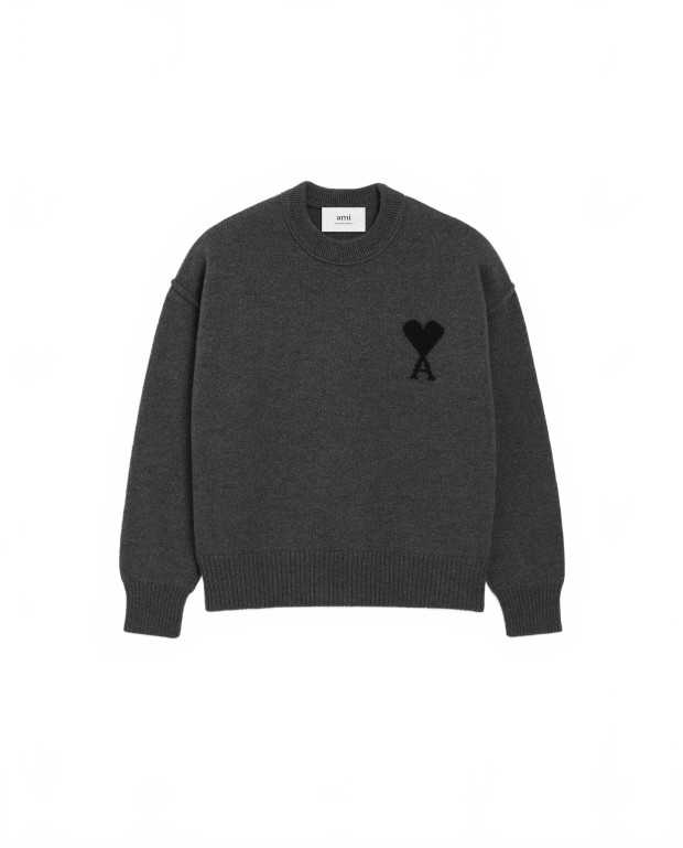 Pull Col Rond Ami De Coeur - Ami - Gris / Noir Pull Col Rond Ami De Coeur - Ami - Gris / Noir
