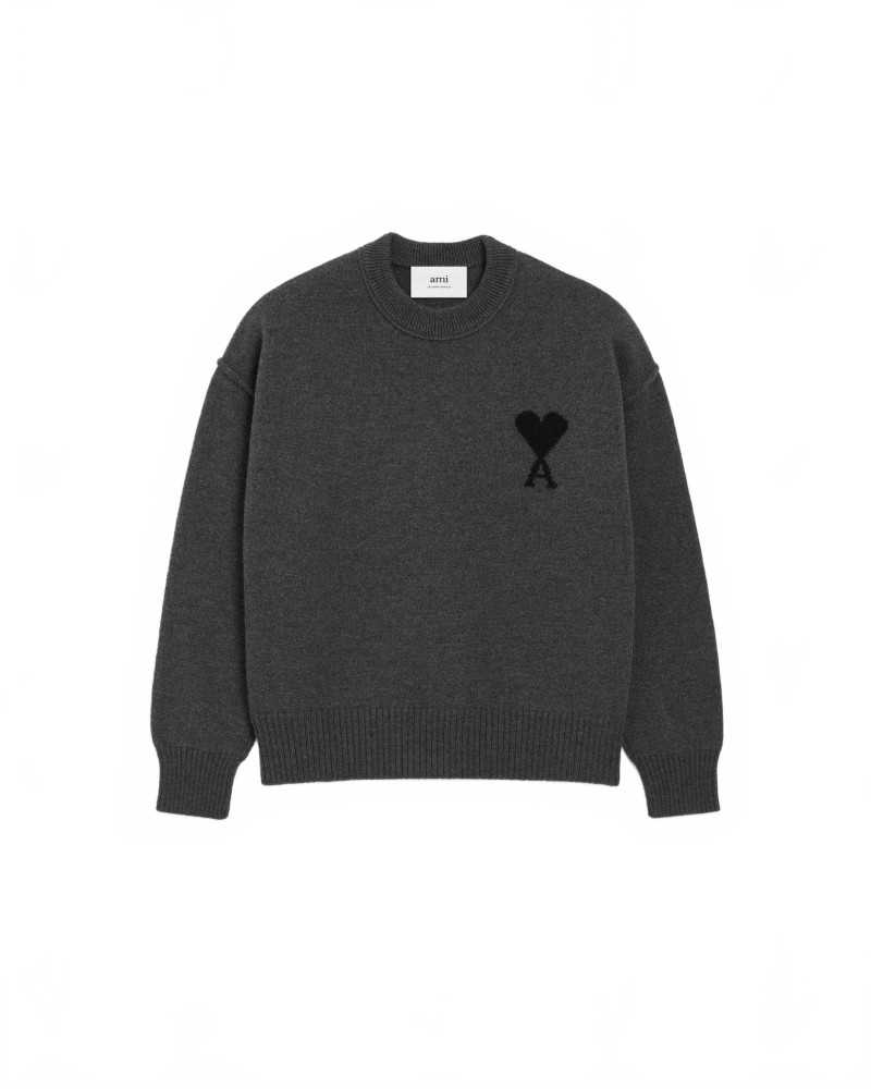 Pull Col Rond Ami De Coeur - Ami - Gris / Noir Pull Col Rond Ami De Coeur - Ami - Gris / Noir