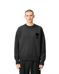 Ami De Coeur Round Neck Sweater - Ami - Grey / Black Ami De Coeur Round Neck Sweater - Ami - Grey / Black