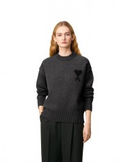 Pull Col Rond Ami De Coeur - Ami - Gris / Noir Pull Col Rond Ami De Coeur - Ami - Gris / Noir