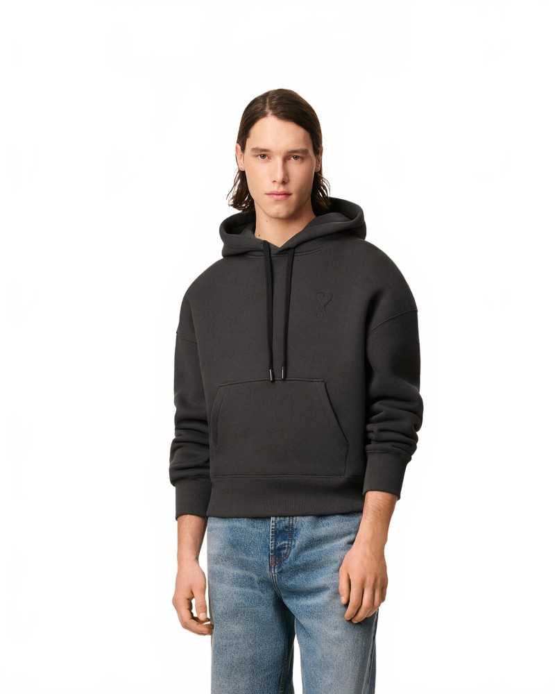 Hoodie Grand Ami De Coeur Embosse - Ami - Anthracite Hoodie Grand Ami De Coeur Embosse - Ami - Anthracite
