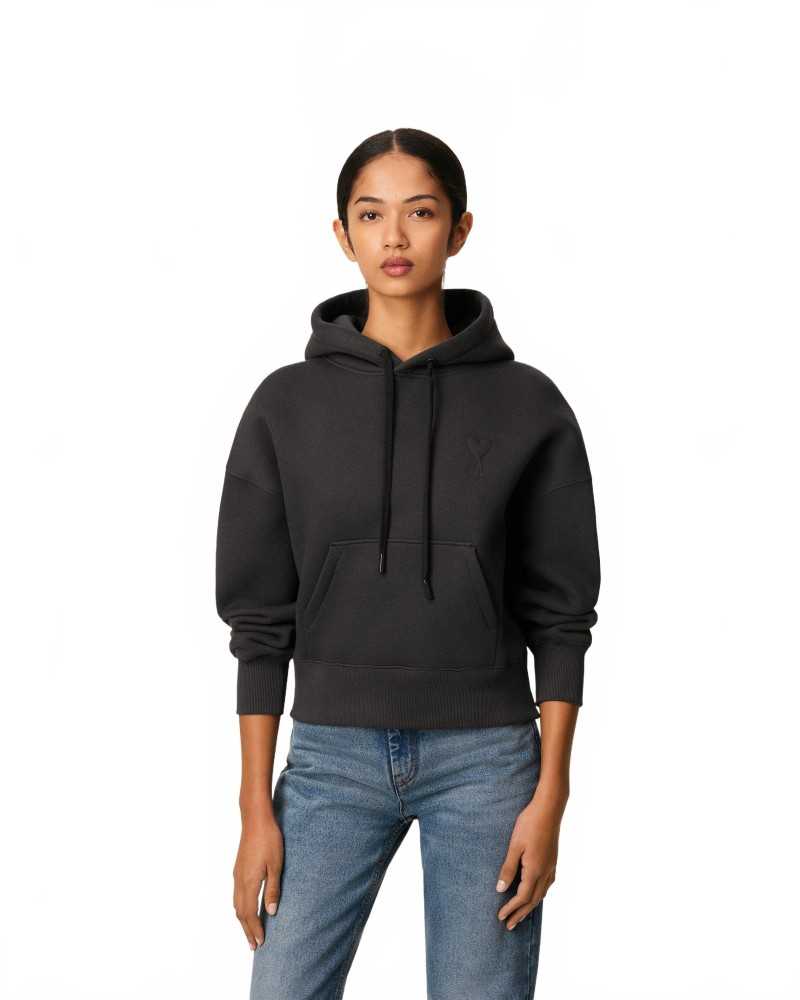 Hoodie Grand Ami De Coeur Embosse - Ami - Anthracite Hoodie Grand Ami De Coeur Embosse - Ami - Anthracite