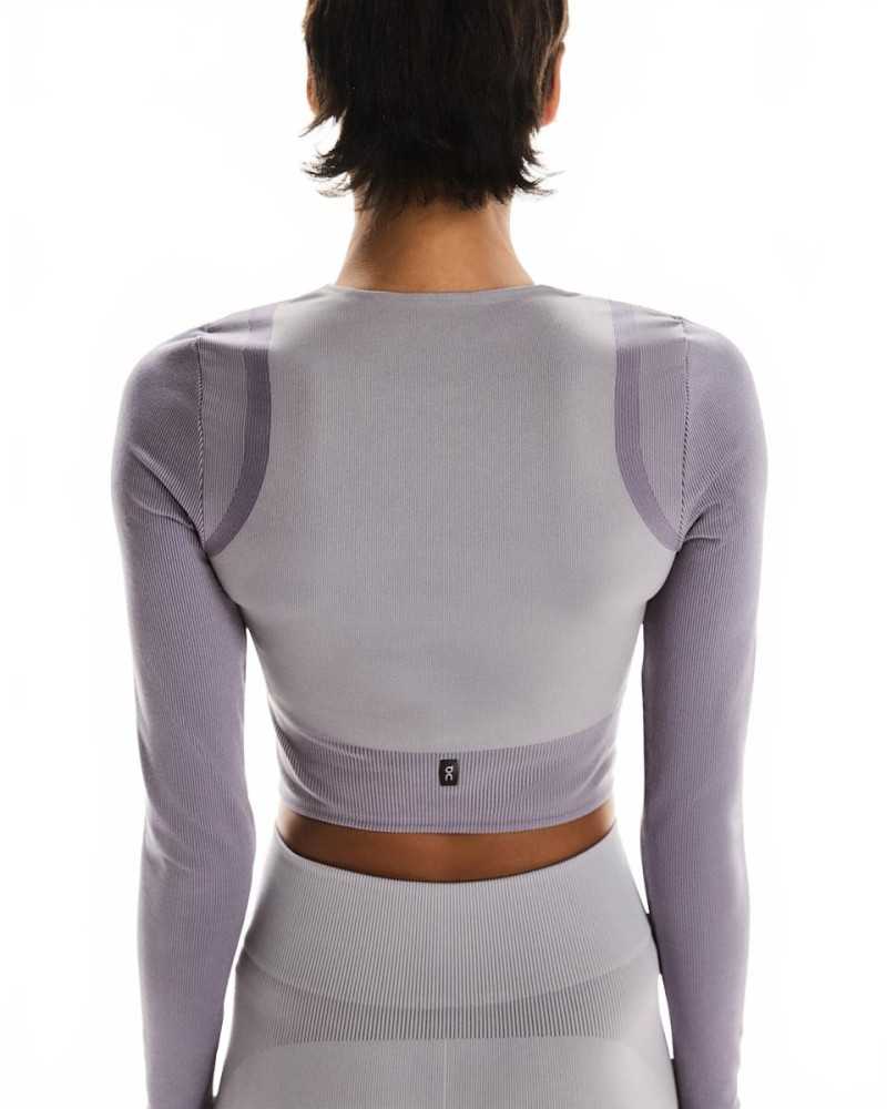 Studio Knit Long-T Crop Women - On Running - Lilac / Cosmos