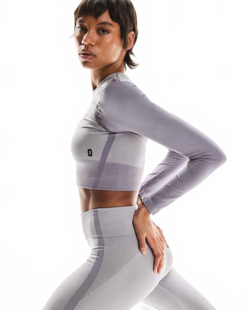 Studio Knit Long-T Crop Women - On Running - Lilac / Cosmos