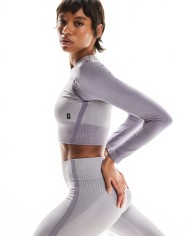 Studio Knit Long-T Crop Women - On Running - Lilac / Cosmos
