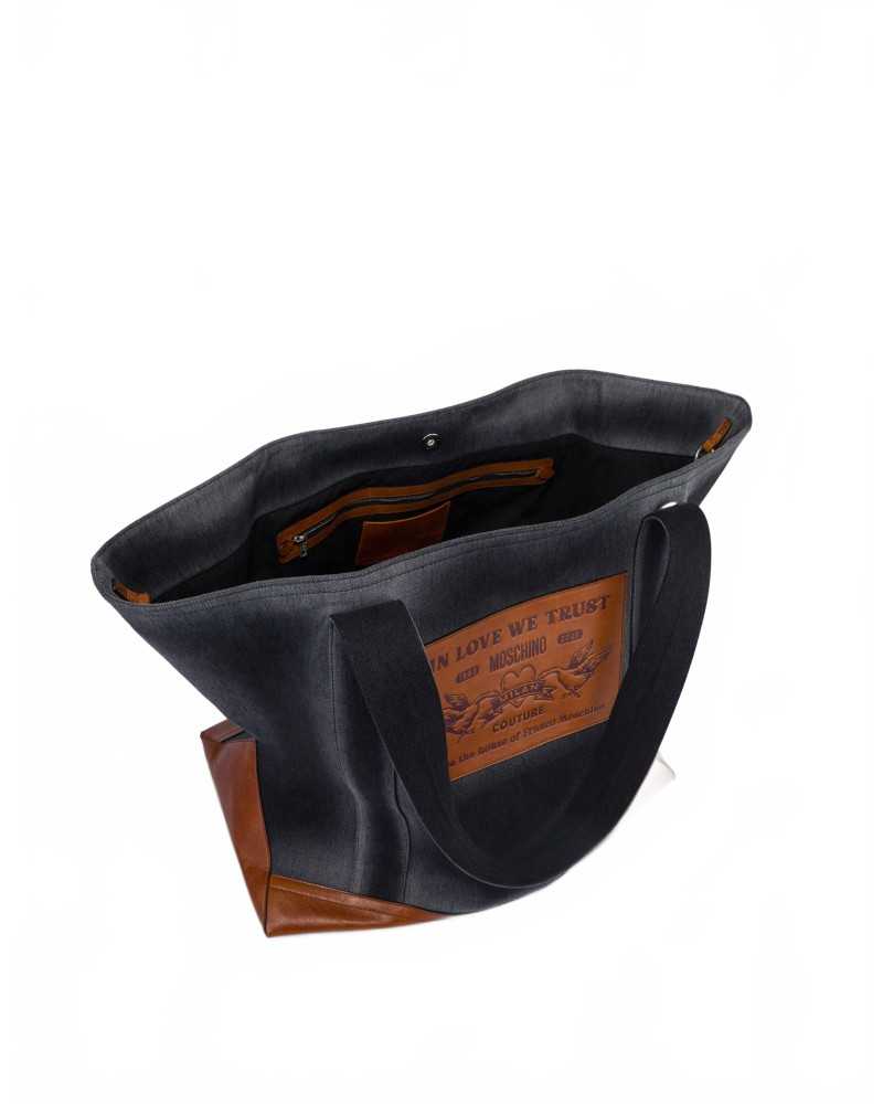 Denim Tote Bag - Moschino - Black