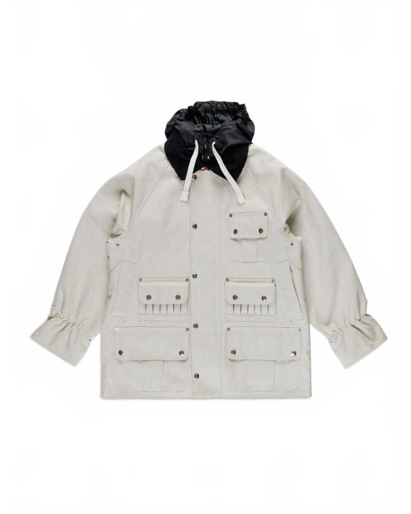 Bonded Cotton Utility Jacket - La Fetiche - Ecru / Black Bonded Cotton Utility Jacket - La Fetiche - Ecru / Black