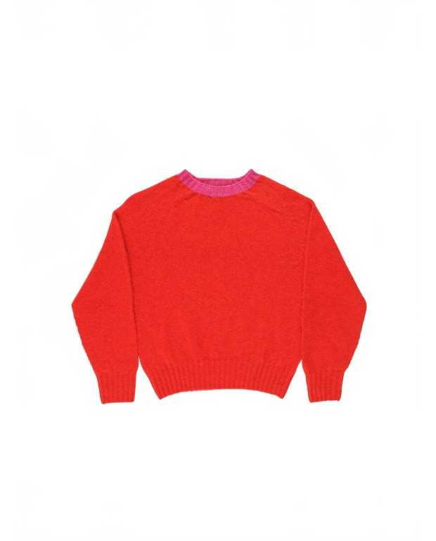 Crew Neck Shetland Sweater - La Fetiche - Red Crew Neck Shetland Sweater - La Fetiche - Red