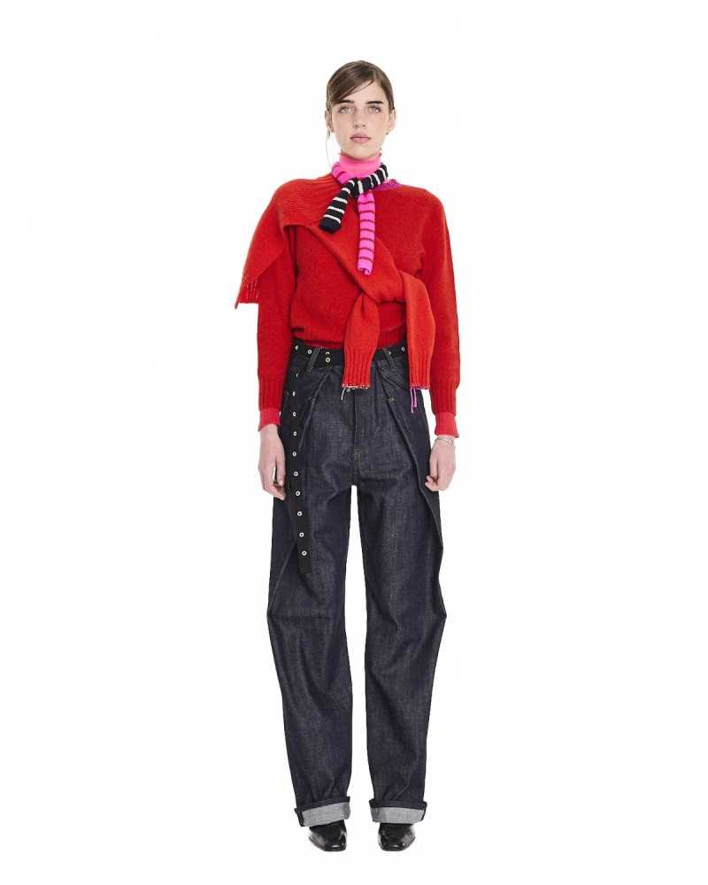 Crew Neck Shetland Sweater - La Fetiche - Red Crew Neck Shetland Sweater - La Fetiche - Red