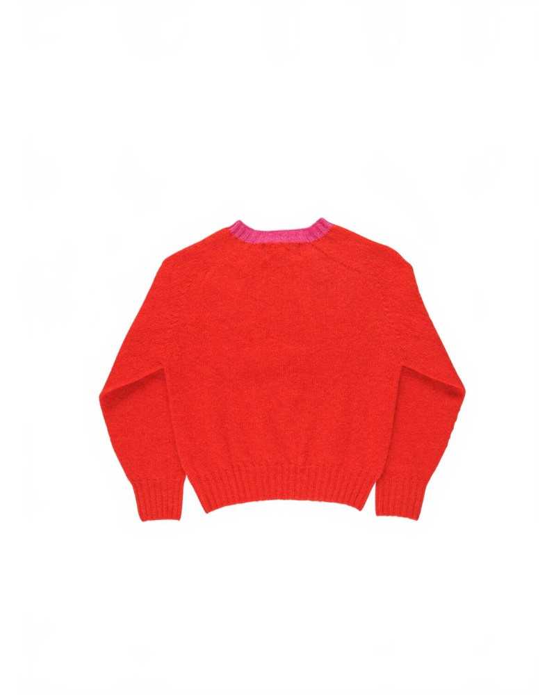 Crew Neck Shetland Sweater - La Fetiche - Red Crew Neck Shetland Sweater - La Fetiche - Red