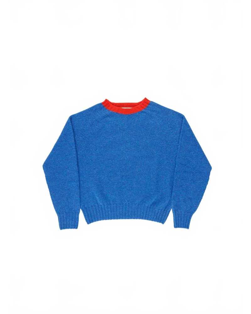 Crew Neck Shetland Sweater - La Fetiche - Navy