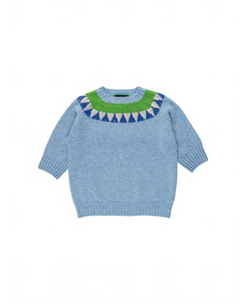 Fairisle Shetland Sweater - La Fetiche - Light Blue