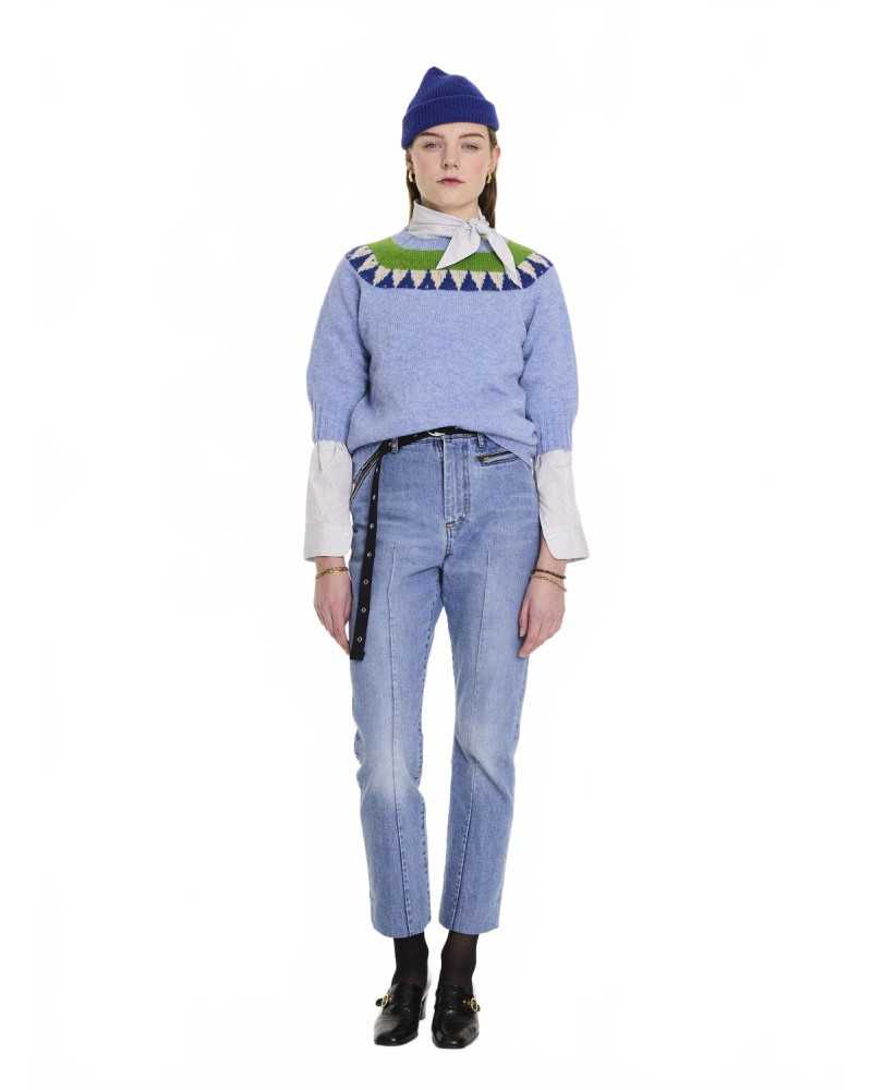 Fairisle Shetland Sweater - La Fetiche - Light Blue