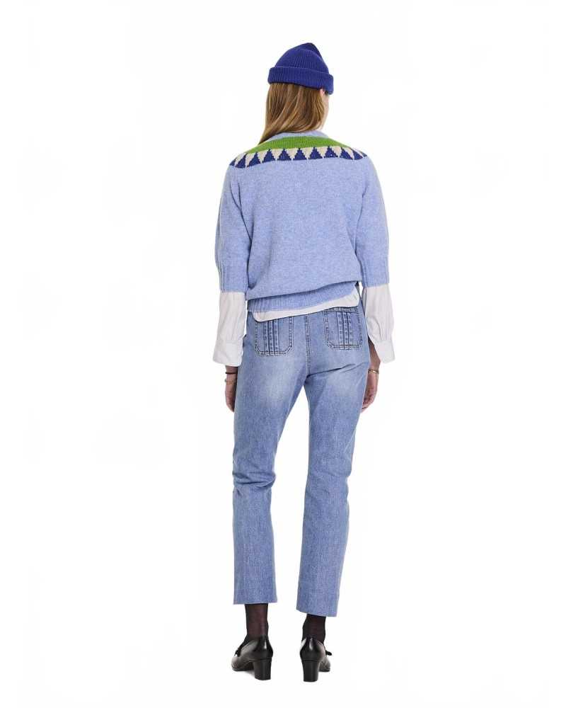 Fairisle Shetland Sweater - La Fetiche - Light Blue