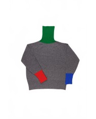 Extra Oversized Traditional Seam-free Polo Sweater - La Fetiche - Grey