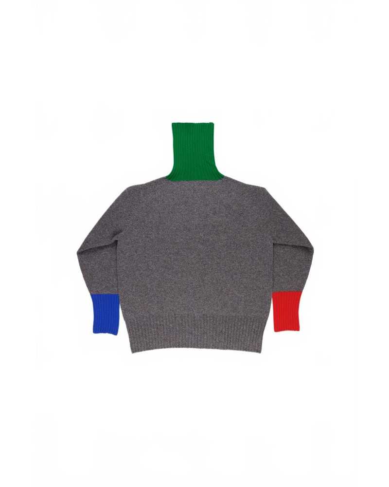 Extra Oversized Traditional Seam-free Polo Sweater - La Fetiche - Grey