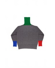 Extra Oversized Traditional Seam-free Polo Sweater - La Fetiche - Grey