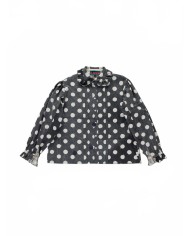 Irregular Spot Printed Cotton Blouse - La Fetiche - Washed Black / White