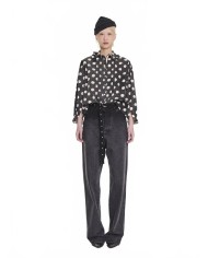 Irregular Spot Printed Cotton Blouse - La Fetiche - Washed Black / White
