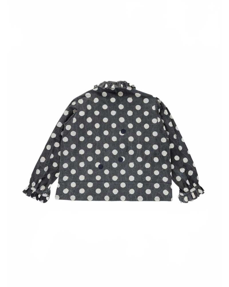 Irregular Spot Printed Cotton Blouse - La Fetiche - Washed Black / White