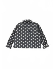 Irregular Spot Printed Cotton Blouse - La Fetiche - Washed Black / White
