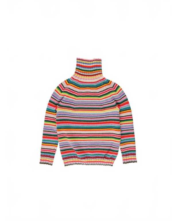 Multicolour Striped Polo Neck Sweater - La Fetiche - Multicolour