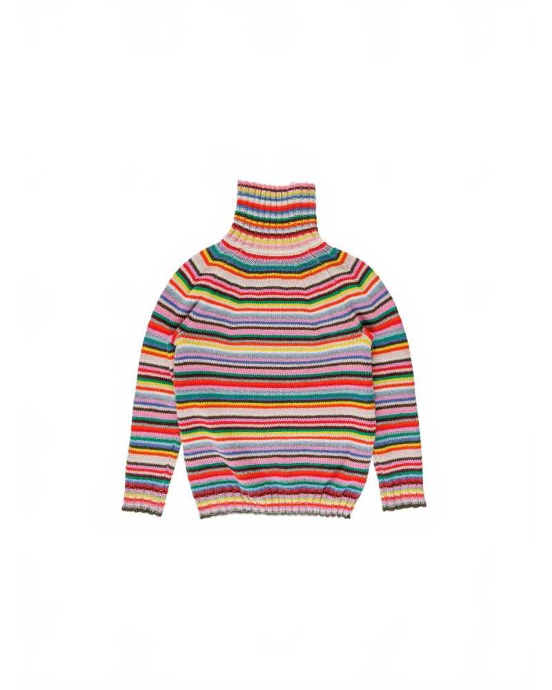 Multicolour Striped Polo Neck Sweater - La Fetiche - Multicolour