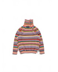 Multicolour Striped Polo Neck Sweater - La Fetiche - Multicolour