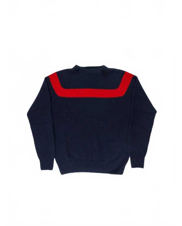 Traditional Seam Free Sweater - La Fetiche - Navy / Red