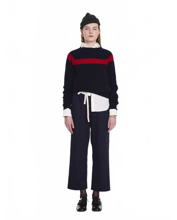 Traditional Seam Free Sweater - La Fetiche - Navy / Red