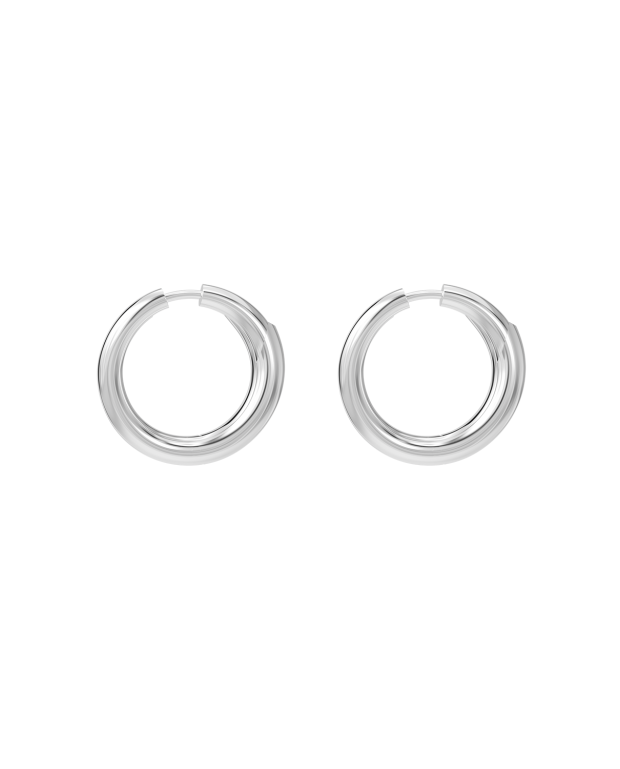 Boucle D oreille Creole Biseau - Charlotte Chesnais - Silver