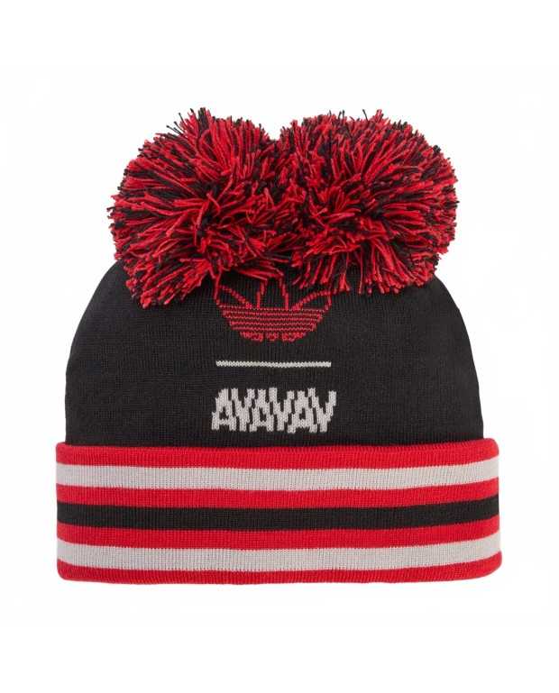 Pom Pom Beanie - Adidas X Avavav - Black / Better Scarlet
