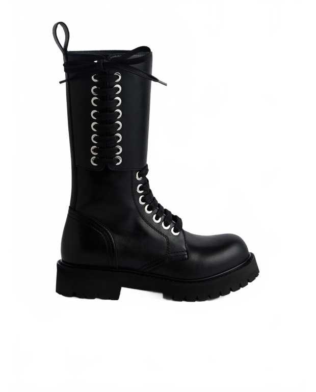 Lace Up Leather Boots - Rabanne - Black