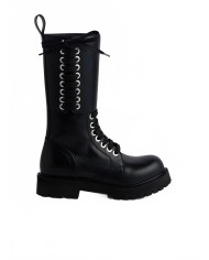 Bottes En Cuir A Lacets - Rabanne - Black