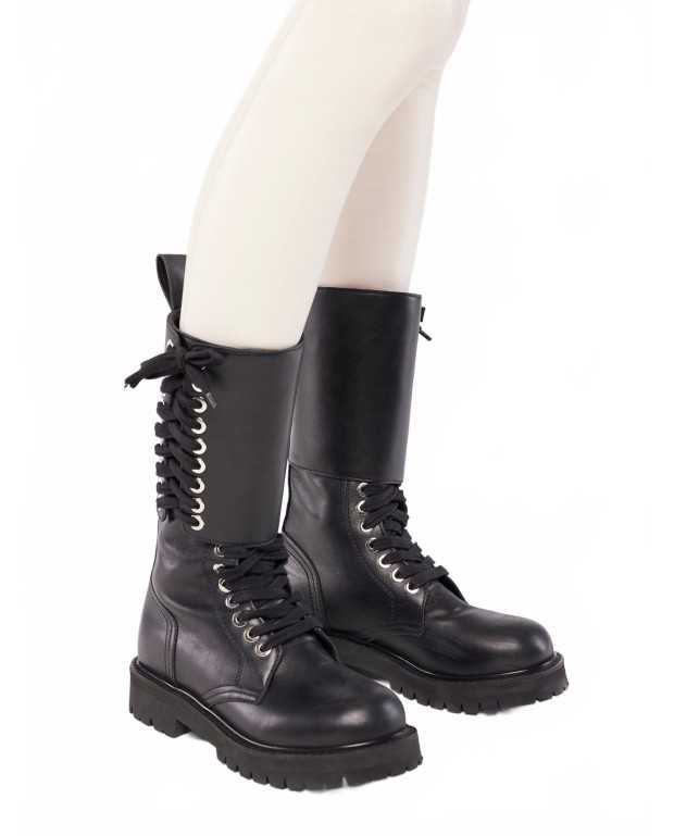 Bottes En Cuir A Lacets - Rabanne - Black