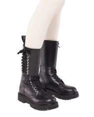 Lace Up Leather Boots - Rabanne - Black