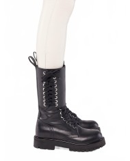 Lace Up Leather Boots - Rabanne - Black