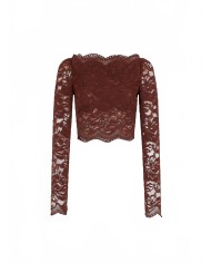 Lace Crop Top - Rabanne - Cinamon Brown Lace Crop Top - Rabanne - Cinamon Brown