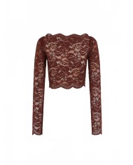 Lace Crop Top - Rabanne - Cinamon Brown Lace Crop Top - Rabanne - Cinamon Brown