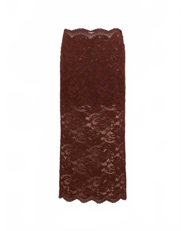 Lace Midi Skirt - Rabanne - Cinamon Brown