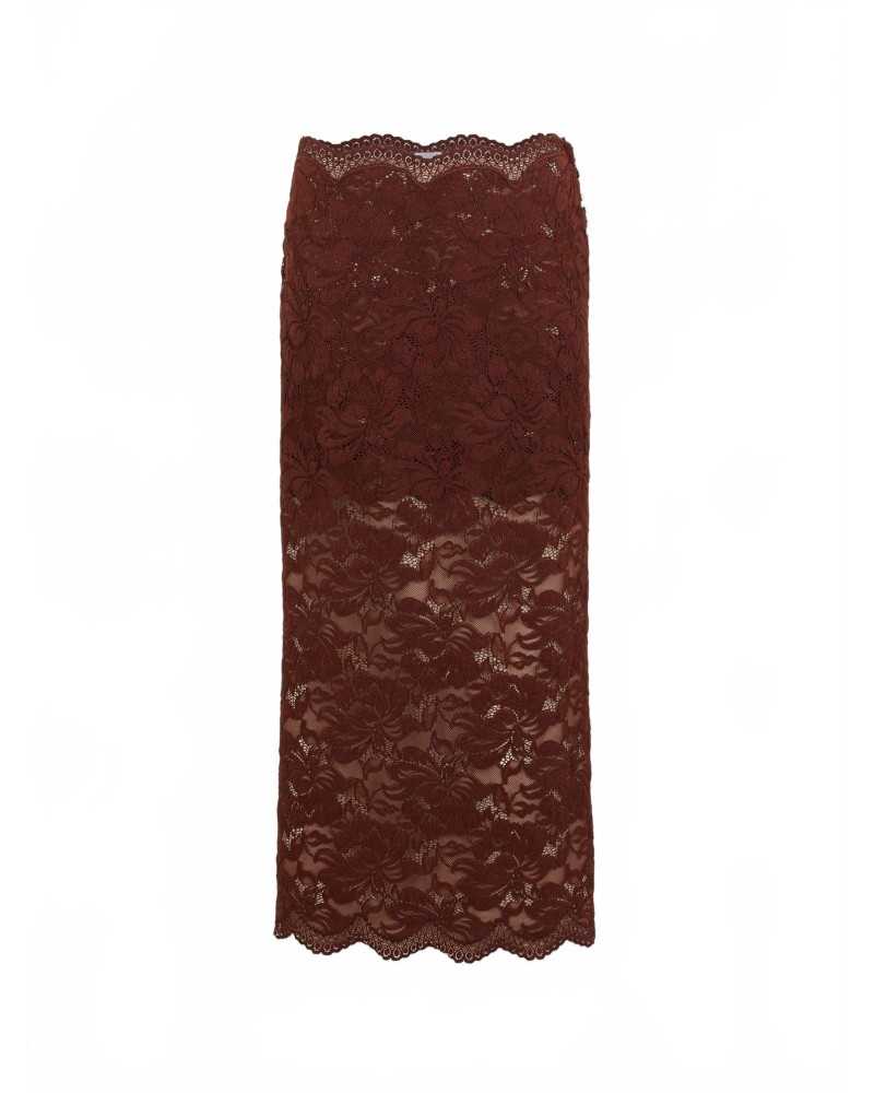 Jupe Midi En Dentelle - Rabanne - Cinamon Brown Jupe Midi En Dentelle - Rabanne - Cinamon Brown
