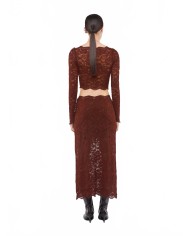 Lace Midi Skirt - Rabanne - Cinamon Brown Lace Midi Skirt - Rabanne - Cinamon Brown