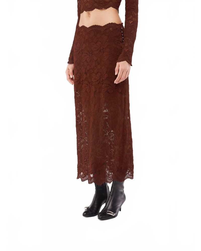 Lace Midi Skirt - Rabanne - Cinamon Brown Lace Midi Skirt - Rabanne - Cinamon Brown