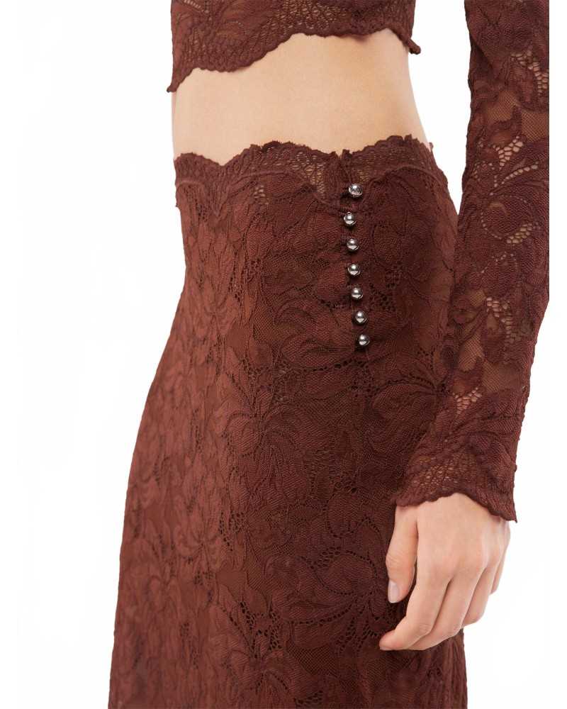 Lace Midi Skirt - Rabanne - Cinamon Brown Lace Midi Skirt - Rabanne - Cinamon Brown