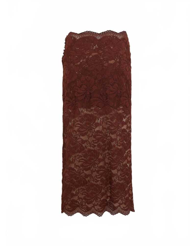Jupe Midi En Dentelle - Rabanne - Cinamon Brown Jupe Midi En Dentelle - Rabanne - Cinamon Brown