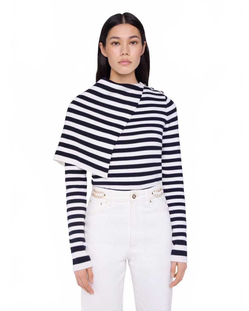 Pull En Laine - Rabanne - White / Navy Pull En Laine - Rabanne - White / Navy